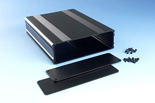 B4-220BK: Black Anodized, Extruded Aluminum Electronic Enclosure Project Box Electronic DIY Case, size 8.66"x6.68"x2.11" / 220 x 169.8 x 53.5mm (LWH) - color: Black, size: 220 mm