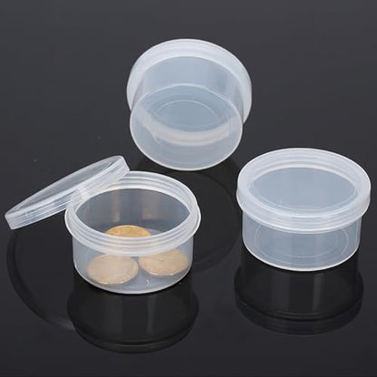 12 Pack 1.01 oz Round Plastic Containers (1.97 x H1.1 inch), Round Transparent Plastic Bead Jar with Lids for Beads, Coins, Safety Pins and Other Craft Jewelry - size: 30 ml (1.97" x 1.1")