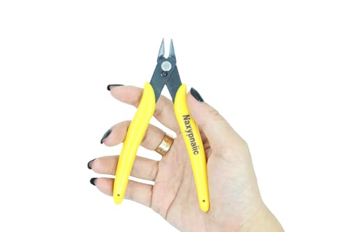 5 Inch Micro Wire Cutter, High-Carbon Steel Flush Side Cutter | Spring-Loaded Ergonomic TPR Grip, 16 AWG Precision Cutter for Electronics, Jewelry Making, Model Building