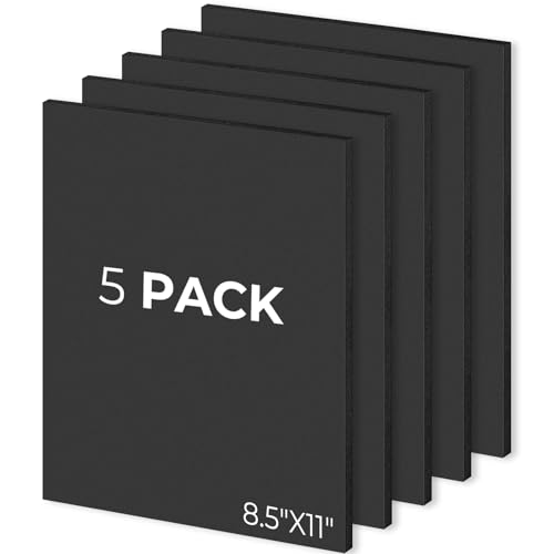 Mat Board Center 8.5x11 Black Foam Boards Pack of 5, 3/16" Thick - color: Black, size: 8.5x11