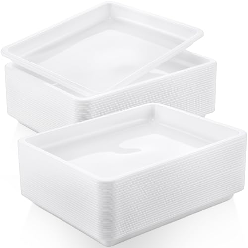 Maitys 24 Pcs Plastic Art Tray 11x8.7x1 Inch Activity Craft Tray,White - color: White