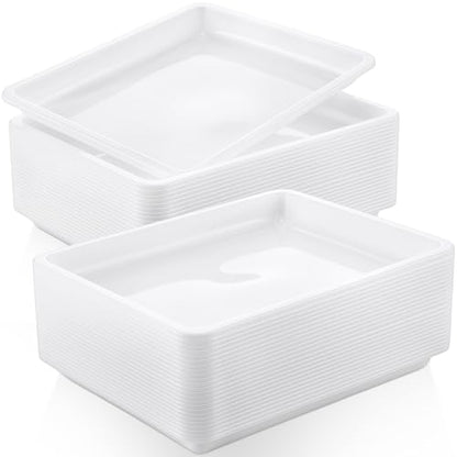 Maitys 24 Pcs Plastic Art Tray 11x8.7x1 Inch Activity Craft Tray,White - color: White