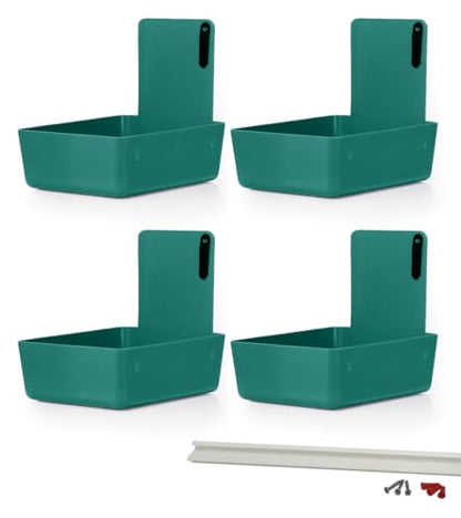 4/Pk Dental Lab Pan with Hanging Bar Strip Plastic Dental Medical Pro Lab Working Pans with Stainless Steel Clip for Notes (Teal) - color: Teal