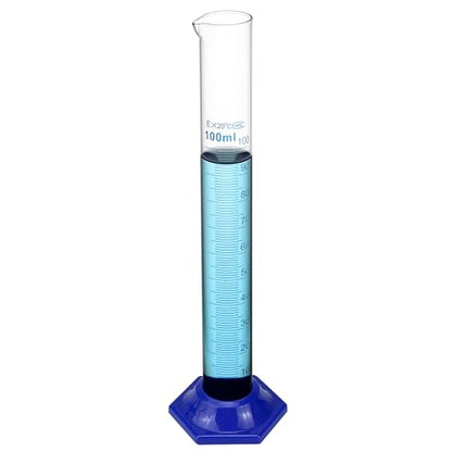 QWORK Borosilicate Glass Graduated Cylinder Set - 5PCS, 100ml, Heat and Chemical Resistant with Shatter-Proof Design, 3mm Wall Thickness