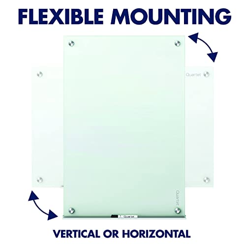 Quartet Magnetic Glass Dry Erase White Board, 24''W x 18''H Whiteboard, Infinity Frameless Mounting, White Surface (G2418W) - size: 24''W x 18''H