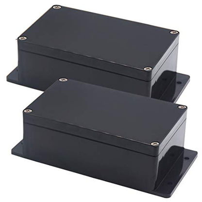 Zulkit Junction Box ABS Plastic Dustproof Waterproof IP65 Universal Electrical Boxes Project Enclosure with Fixed Ear Black 7.87 x 4.72 x 2.95 Inch (200 x 120 x 75 mm)(Pack of 2) - size: 7.87" x 4.72" x 2.95"(Pack of 2)