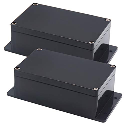 Zulkit Junction Box ABS Plastic Dustproof Waterproof IP65 Universal Electrical Boxes Project Enclosure with Fixed Ear Black 7.87 x 4.72 x 2.95 Inch (200 x 120 x 75 mm)(Pack of 2) - size: 7.87" x 4.72" x 2.95"(Pack of 2)