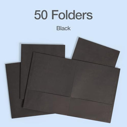 Oxford 2 Pocket Folders, 50 Pack, Black, School & Classroom Value Pack - color: Black