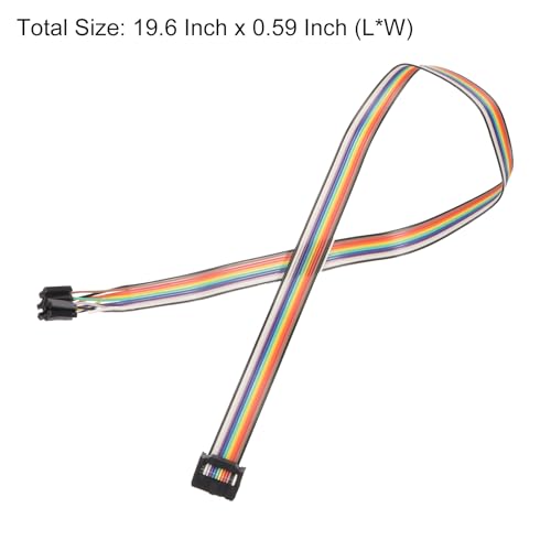 MECCANIXITY 1 Pcs IDC Rainbow Wire Flat Ribbon Cable FC-Female to 12P 19.6 Inch Length 2.54mm Pitch Breadboard Jumper Wires for Electronic Projects - size: 19.6 Inch, style: 12 Pin