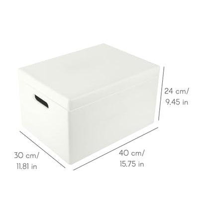 Creative Deco Large White Wooden Box Storage with Hinged Lid - color: White, size: XXL | Handles