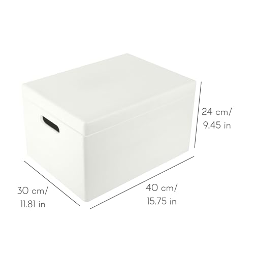 Creative Deco Large White Wooden Box Storage with Hinged Lid - color: White, size: XXL | Handles