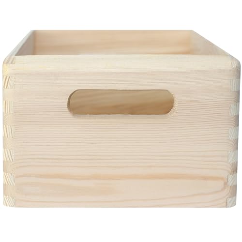 Creative Deco Large Wooden Crate Nesting Crate Handles - color: Beige, size: L