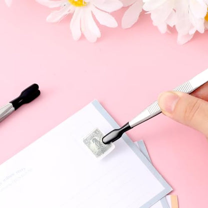 Rubber Tipped Tweezers, 2 Pieces Flat Tip PVC Rubber Coated Precision Tweezers, Long Tweezer, for Stamps Coins Jewelry Crafts Industrial Electronic Lab
