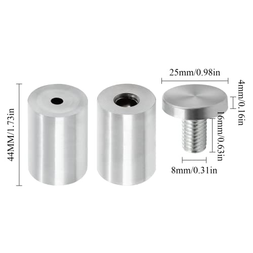Luomorgo Stainless Steel Standoff Screws, 1" x 2", Silver, 12 Pcs - color: Silver, 12 Pcs, size: 1" x 2" / 25 x 50mm