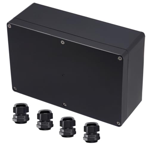 Project Box ABS Black Electrical Boxes IP65 Outdoor Waterproof Box Electronic Junction Box Power Enclosure with Cable Glands for DIY Project 9.06 x 5.91 x 3.35 inch (230x150x87mm) - size: 9.06"x5.91"x3.35"