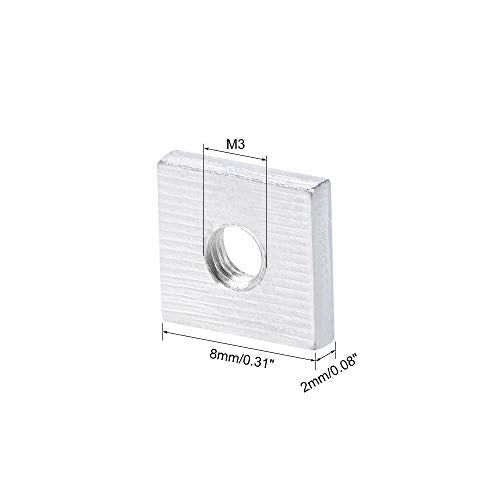 uxcell Square Nuts, M3x8mmx2mm Zinc-Plated Metric Coarse Thread Assortment Kit, 25 Pcs - size: M3x8mmx2mm
