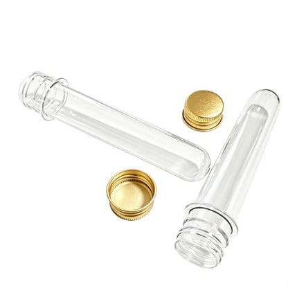 3 Pcs Plastic Test Tubes with Caps, 40ml Clear Test Tube Containers 25 x 140 mm, Reusable Tubes for Candy Storage, Party Favors, Beads, Bath Salts & Lab Experiments (3, Gold) - color: Gold
