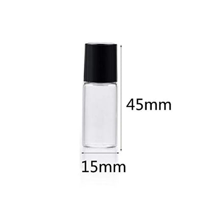 Wresty 25 Pcs Clear Glass Mini Roll On Bottles Empty Essential Oil Roller Ball Bottles Perfume Lip Blam Cosmetic Sample Vials Roller Glass Bottles Container With Black Cap (3ml) - size: 3ml