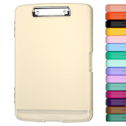 Piasoenc Clipboard with Storage,8.5 x 11 Clip Board with Pen Holder,Apricot - color: Apricot