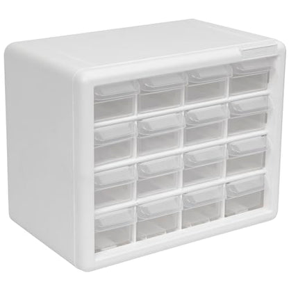 Akro-Mils 16-Drawer Plastic Storage Cabinet, 10.5"W x 6.5"D x 8.5"H, White - color: White, size: 16 Drawer, style: 1 Pack