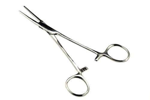 SE 5.5-Inch Stainless Steel Straight Forceps - Self-Locking, Serrated Tip for Precision Grip and Clamping - Perfect for Crafting, Fishing Tasks, Jewelry Making, and More! -655FS - size: 5-1/2", style: Straight