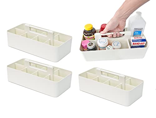 -Large Portable Caddy, DIY Dividers, 8 Compartments, School Office Supplies Home Business Organizer,Portable Basket with Handle Storage Organizer Modern Made in USA (4 PACK, Ivory) - color: Ivory, size: 4 PACK