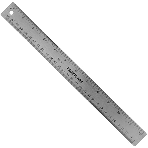 Stainless Steel 12 Inch Metal Ruler Non-Slip Rubber Back, with Inch and Metric Graduations - style: 12 Inch