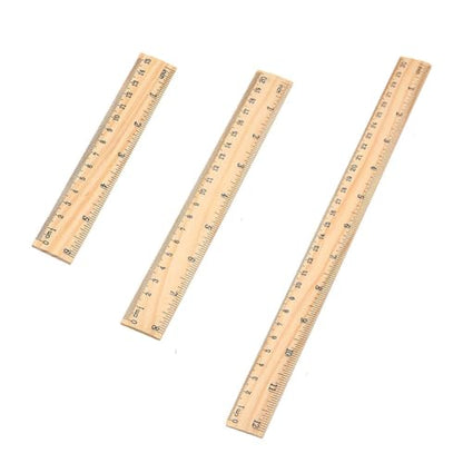 12PCS Wooden Ruler 3 Sizes Metric Ruler Set 12 inch 8 inch and 6 inch Wooden Ruler Kit Metric Measuring Tools for Office,Students,Classroom,Home