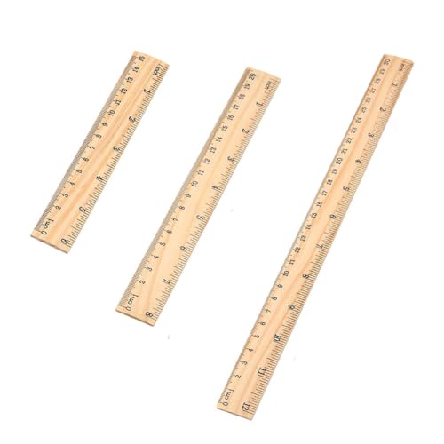 12PCS Wooden Ruler 3 Sizes Metric Ruler Set 12 inch 8 inch and 6 inch Wooden Ruler Kit Metric Measuring Tools for Office,Students,Classroom,Home