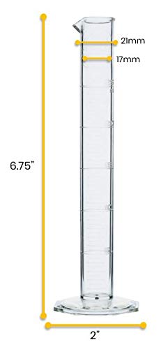 Graduated Cylinder, 25mL - Class A Tolerance - Octagonal Base - TPX Plastic - Industrial Quality, Autoclavable - Eisco Labs - size: 25mL