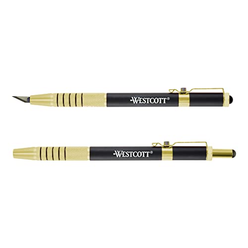 Westcott 17314 Pen-Style Retractable CarboTitanium Bonded Hobby Knife, Gold
