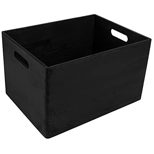 Creative Deco XXL Black Wooden Crate Nesting Crate Handles - color: Black, size: XXL
