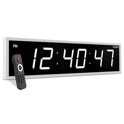 Ivation Oversized Digital Wall Clock with Large LED Display & Timer, 48" - color: White, size: 48" Inch