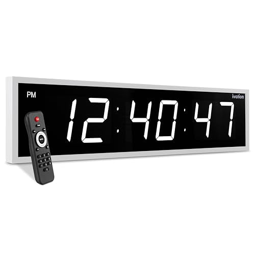 Ivation Oversized Digital Wall Clock with Large LED Display & Timer, 48" - color: White, size: 48" Inch