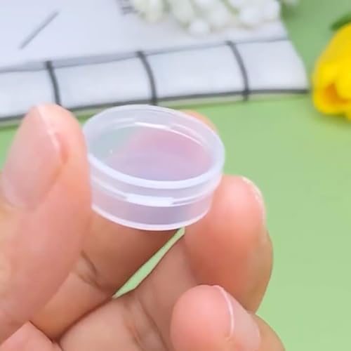 Small Bead Organizers, 24 Pieces Mini Clear Plastic Round Storage Jars for Beads,Buttons, Jewelry
