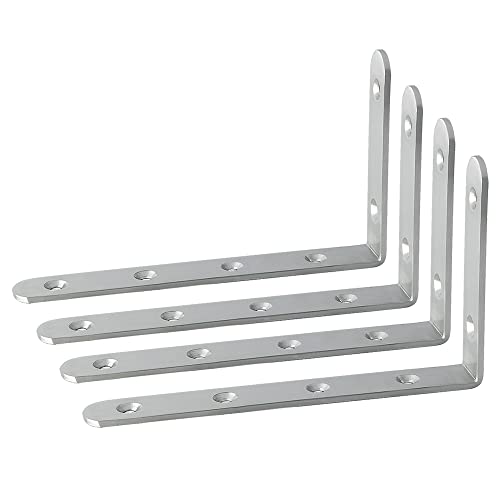 Alise Brushed Floating Shelf Brackets,L Bracket for Shelves,6x4 Inch,4 Pcs - color: Brushed Nickel, size: 6x4 Inch