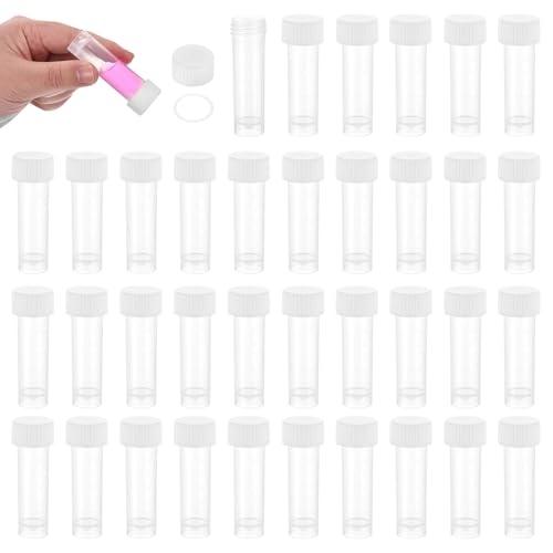 PATIKIL 5mL Plastic Cryogenic Vial, 64Pcs Cryogenic Storage Tube Lab Frozen Test Tube Container Storage Screw Cap for Lab Laboratory Science, White Clear - color: White, size: 5ml