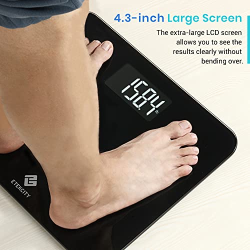 Etekcity Digital Body Weight Bathroom Scale, 440 lb Extra Wide Platform - color: Black, size: 13.8 x 11.8 inches