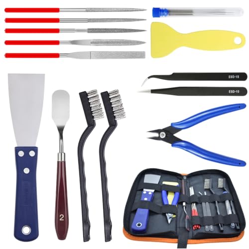 3D Printer Tool Kit, 24pcs Nozzle Cleaning Tool Removal Kit, Wire Brush, Wire Flush Cutter, Scraper Knife, Diamond Files, Tweezer, Putty Knife for 3D Printer, Model Building
