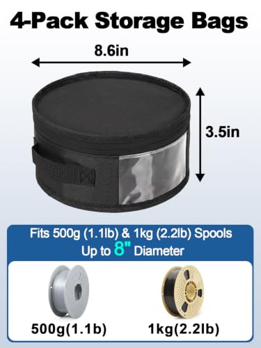 Water-Proof Lining & Zipper 3D Filament Storage with Desiccants, 4pcs