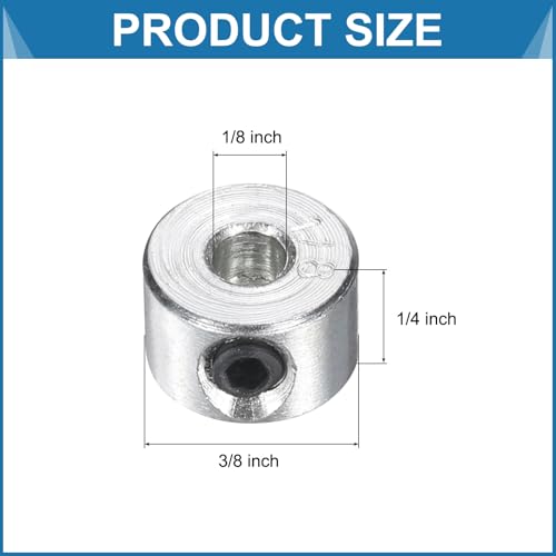 uxcell 6pcs Set Screw Collars 1/8" Bore, Zinc Plated Carbon Steel Shaft Collars, 3/8" OD, 1/4" Width Lock Axle Collar Clamp (Hollow Style, Lightweight) - size: 1/8" Borex3/8" ODx1/4" Width