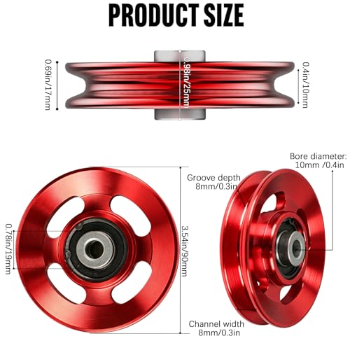 12pcs 90mm Aluminum Pulleys Wheel For Cable Machine Home Gym Equipment
