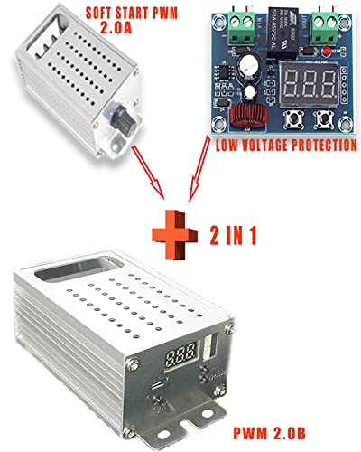 PWM 0-30s Soft Start/Soft Stop Variable Speed DC Motor Speed Controller Battery Low Voltage Protection Recoverable Overcurrent Protection PWM Switch Control 9-70V 40A - style: 2.0B