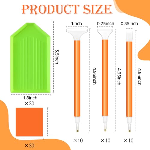 Affrolling 90 Pcs Diamond Art Tools, Drill Pens Trays Glue Clay - color: Green and Orange
