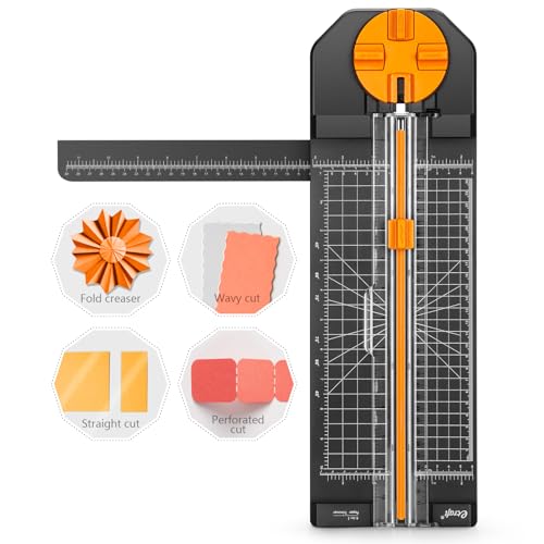 Ecraft 4-in-1 Paper Cutter - 12" Paper Trimmer Multi-Function Scrapbooking Tool with Straight, Wave, Perforated & Creasing Blades for Craft Paper,Cardstock, Coupon, Label, Photo,Postcard (Black) - color: Black