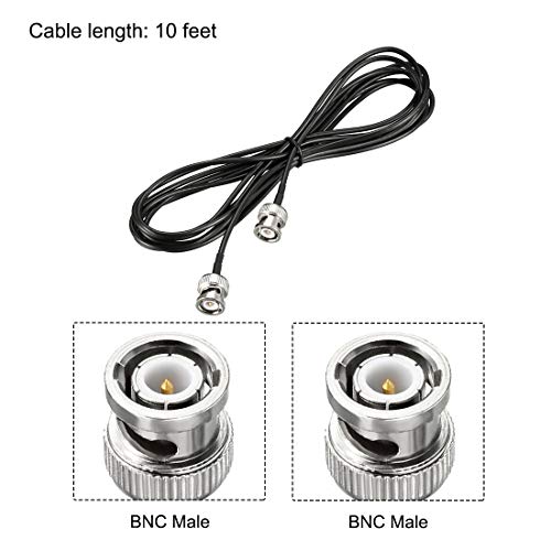 uxcell BNC Male to Male Coaxial Jumper Cable 50 ohm 10 feet RG174 - size: 10 Feet