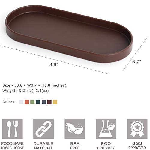 Lazy K Silicone Tray - Small Vanity Tray Organizer - Spoon Rest Holder - Kitchen Sink, Bathroom, Multi-Purpose Modern Counter Organizer (Black) - color: Midnight Black-2pcs