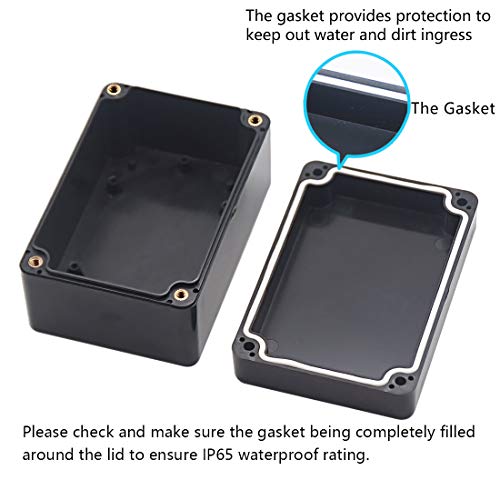 Junction Box, Zulkit Project Box IP65 Waterproof Outdoor Box ABS Plastic Electrical Boxes Electronic Enclosure Black 3.94 x 2.68 x 1.97 inch (100x68x50mm) (Pack of 1) - size: 3.94" x 2.68" x 1.97"(Pack of 1)