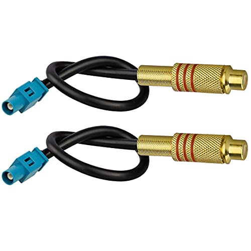 TUOLNK 2 Pack 6inch Fakra Z Waterblue Male to RCA Female Pigtail Jumper Coaxial Cable for Car DVD Extension Cable RG174 Coax Cable