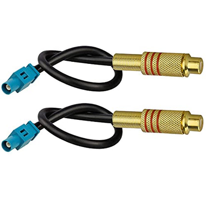TUOLNK 2 Pack 6inch Fakra Z Waterblue Male to RCA Female Pigtail Jumper Coaxial Cable for Car DVD Extension Cable RG174 Coax Cable